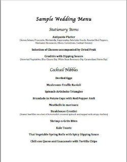 Sample Wedding Menu 1